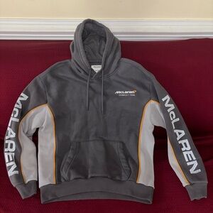 Hollister Charcoal and White Hoodie with Orange Highlights